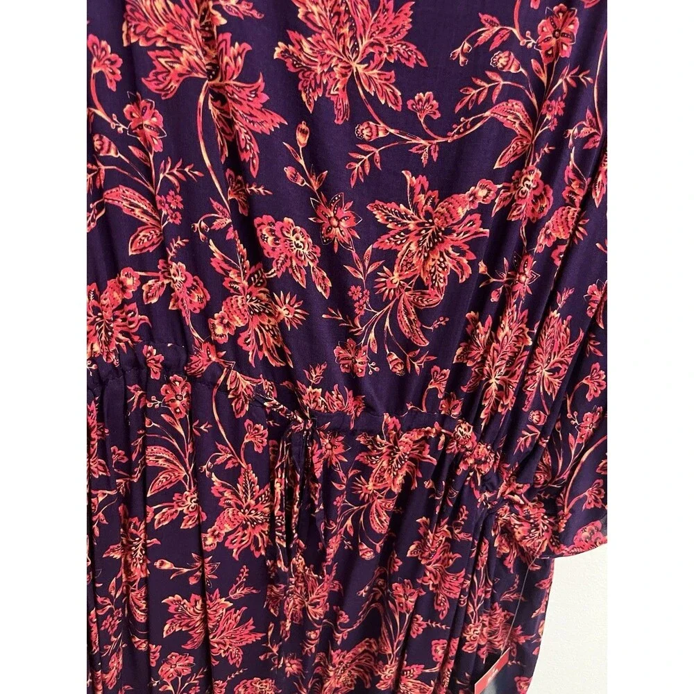 Lands' End Women's XL/XXL Swim Cover-Up Dress Floral Purple Pink 100% Modal